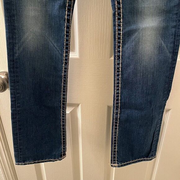True Religion Billy Super T Jeans Think Tan Stitching USA Y2K Women's Size 27 - Picture 5 of 16